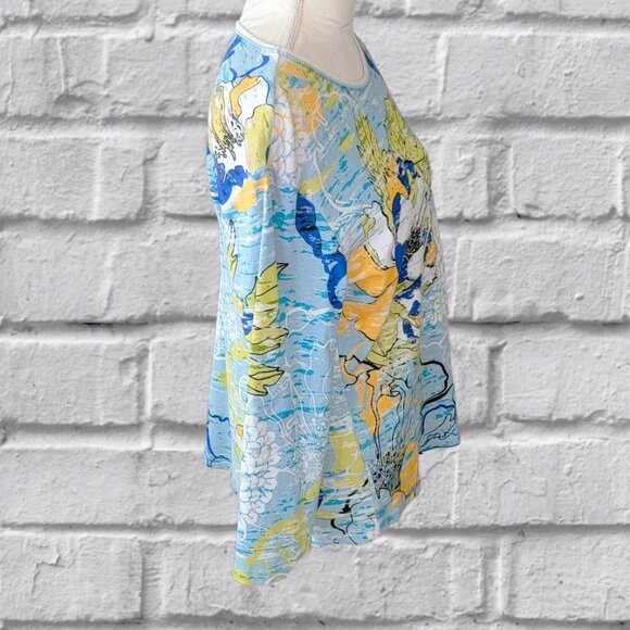 Joss & Jane Blue Floral World Design Comfy Long Sleeve Top in Size Large - Picture 3 of 5